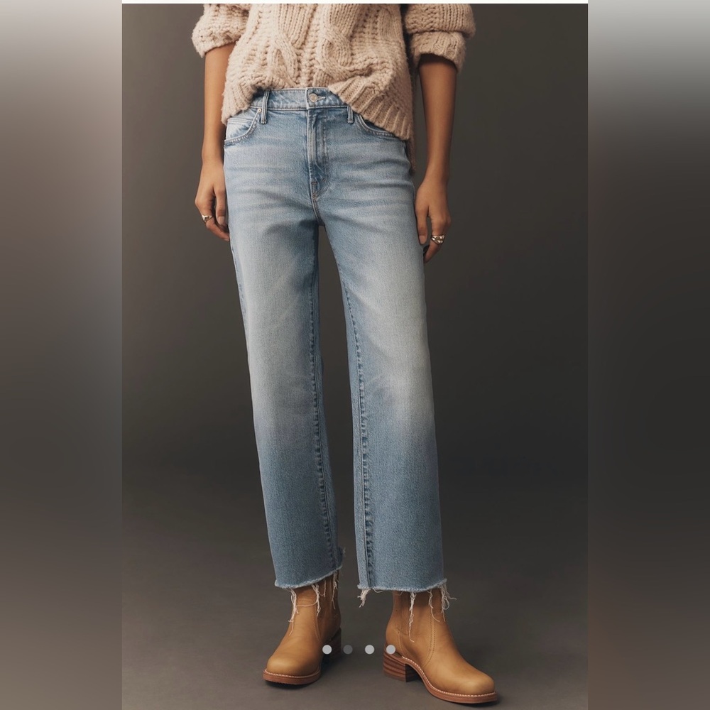 Anthropologie Mother Kick It Ankle Mid-Rise Straight Leg Jeans Sow Surreal. 24.